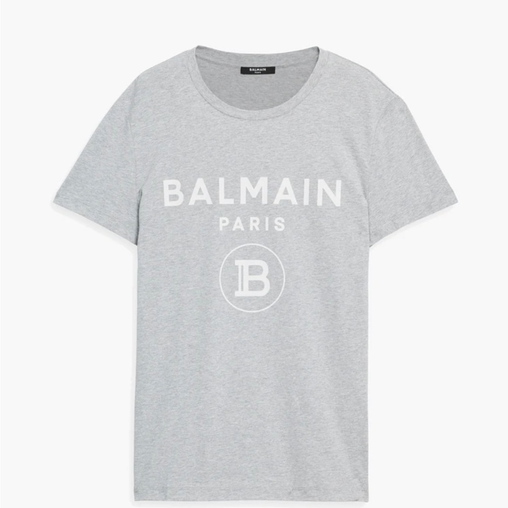 BALMAIN Men’s Grey Logo T-Shirt New with Tags New Sz XS Extra Small